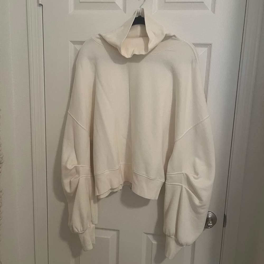 free people oversized pale yellow sweatshirt